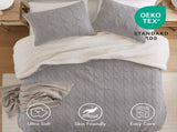 3 Pieces King/Cal King Cable Knit Chenille Comforter Set,Gray B035P381304