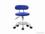 Round Shape Adjustable Salon Stool with Back and Line Blue 90685361