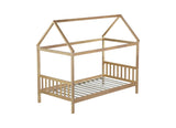 Twin House Bed with Headboard and Footboard, Twin Rubber Wood Bed with House Frame,White OAK W504P225961