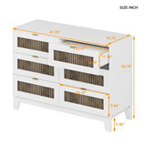 Rustic Farmhouse Style Wooden Dresser with 6 Drawers, Storage Cabinet for Bedroom with Metal WF530908AAK