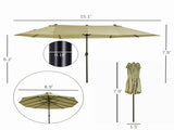 15ft Double-Sided Outdoor Umbrella Patio Market Extra Large Umbrella with Crank Handle for Deck 97689925