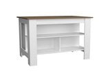 Island 35.4" H, with 3 Shelves, White / Mahogany B097P250890