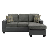 ZNTS Modern Contemporary Reversible Sofa Chaise Solid Wood Gray Living Room Furniture Decorative Pillows B011P172011