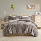 King/Cal King Shaggy Long Fur Comforter Mini Set B03595901