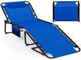 Oversized Patio Chaise Lounge, 27" Wide 4-Position Adjustable Backrest Folding Tanning Chair-Navy 09940851