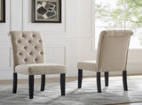 Leviton Solid Wood Tufted Asons Dining Chair, Set of 2, Tan T2574P164565