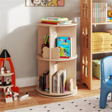 2-Tier Kids Rotating Bookshelf - 360&deg Display for Books/Toys, Bear Baffles Child-Friendly Height, 59781382