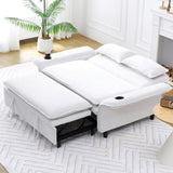 65.74-inch beige letter striped fabric multi-functional sofa bed, suitable for bedrooms and living W3371P311471