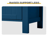 Navy Blue Painted MDF Bathroom Tall Cabinet with Vertical Ribbing, Double Doors, 23.6*11.8*31.5in 90175278