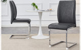 Luxury Simple Arch Chair - Set of 2 Dark Gray PU Material High Resilience Dining Chair with Arched W1151P154867