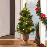 5ft Pre-Lit Artificial Christmas Tree - 100 Clear LED Lights 260 Tips PVC Red Berries Pine Cones UL 59692852