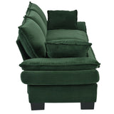 U-Style 85.4" Modern Curved Sofa, Back Upholstered Couch with 2 Decorative Throw Pillows, Corduroy N711P192059C
