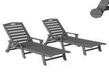 Outdoor Lounge Chairs Set of 2, HDPE Pool Chaise Lounge Chairs for Poolside, Pool Loungers for W1859P478586