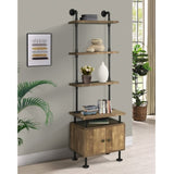 Rustic Oak And Black Side Pier With Open Shelving B062P184599