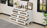 Rustic Farmhouse Style Wooden Dresser with 6 Drawers, Storage Cabinet for Bedroom with Metal WF530908AAK