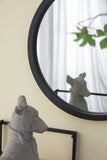20" x 20" Circle Wall Mirror with Wooden Frame and Black Finish, Wall Mirror for Living Dining W2078124341
