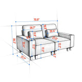 Dark Gray Chenille Deep Seat 2-Seater Sofa with Brushed Stainless Steel Cup Holders and 2 Decorative 87431634