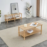 Modern 2-Tier Coffee Table for Living Room Furniture,Rectangular Center Table with Open Storage W3226P279107