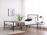 Single-layer Water Pipe Bed with Cross Design and Foot End Twin Black Iron Bed 91079255