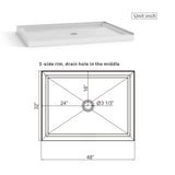Goodyo 32"x48" Shower Base 3.4" Height Anti-slip Acrylic Center Drain Single Threshold Shower Base D163114244