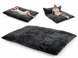Dark Gray Convertible Corduroy Bean Bag Sofa for Adults, 76.5x55 Inch Sponge Filling Foldable 43340886