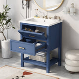 24'' Vanity with Top Sink, Modern Storage Cabinet with 2 Drawers, Single Sink N710P191968C