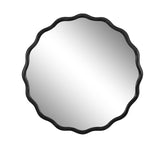 Solid Wood Wavy Mirror-Black Mirror Wall Decor 31" x 31" Modern Mirror Wall Decor for Bathroom, W1445P189599