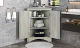 ZNTS Oak Triangle Bathroom Storage Cabinet with Adjustable Shelves, Freestanding Floor Cabinet for Home WF291467AAL