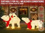 Set of 3 Lighted Polar Bear Family Christmas Decorations, Pre-lit Holiday Decor with 190 Warm White 14959507