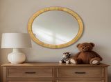 36" Dia Natural Rattan Round Wall Mirror B035P437550