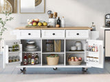 Kitchen Cart with Rubber wood Drop-Leaf Countertop ,Cabinet door internal storage racks,Kitchen 57726272