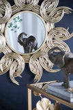 38" Sunburst Metal Decorative Mirror with Gold Finish, Boho Wall Decor Sun Mirror for Living Room W2078124327