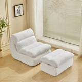 Modern Compressed Lounge Chair with Ottoman, Cozy Corduroy Recliner for Small Spaces, Living Room, 15564665