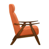 Modern Accent Chair 1pc Orange Fabric Upholstered High-Back Chair Cushion Seat and Back Walnut B011P182667