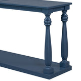 U_STYLE Vintage Wood Grain Console Table with Bottom Shelf and Four Vase Legs, Suitable for N711P256976V