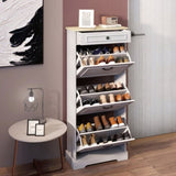 Shoe Storage Cabinet with 1 Drawer, 3 Flip Drawers, Freestanding Shoe Cabinet Organizer with W1120P290634
