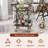 ZNTS 2 Tier Bar Cart Wheels, Serving Cart Wheels And 2 Handle, Outdoor Bar Cart For The Home 77151370