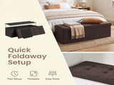 Brown Foldable Storage Ottoman Bench with 660lb Capacity 77946744