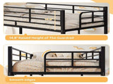 Black Twin Bunk Bed Square Tube High Guardrail Side Ladder Opening Iron Bed 85462110
