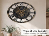 Brown Gear Wall Clock with World Map, 27" Large Non-Ticking Quartz Movement Decorative Home Clock 53413647