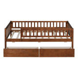 ZNTS Twin Size Daybed Wood Bed with Two Drawers, Walnut WF301864AAL