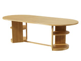 70.9" Oval Dining Table for 6 People, Fluted Panel Legs with 2 Side Open Storage Shelves, MDF 49195163