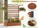 72" Raised Garden Bed with Lattice Trellis, 4.8 Cu.Ft Fir Wood Planter Box with Drainage Holes for 23952736