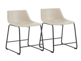 (Set of 2) Vintage Style 24-Inch Armless Industrial Faux Leather Counter Stool with Metal Legs and N780P170743C
