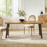 ZNTS Della Acacia Wood Dining Table, Natural Stained with Rustic Metal, 32.25 in x 69 in x 29.5 in, 57192.00INTL