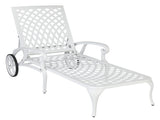 193*64.5*93cm Backrest Adjustable Courtyard Cast Aluminum Lying Bed White 04914009