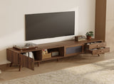 76" Modern Minimal Glass-Doors TV Stand for TVs up to 85 Inches, Wood-Grain Entertainment Center N710P298234P