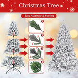 Artificial 5ft Flocked Christmas Tree with 600 PVC Branch Tips, Pine cone*27pcs, memory wireiron 67157534