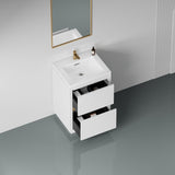 24" Freestanding Bathroom Vanity with Sink, Bathroom Storage Vanity Cabinet with Stone Resin W1573P211195