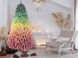 6ft Rainbow Gradient Flocked PVC Christmas Tree 1326 Tips, Colorful Full-Bodied Artificial Pine 11037711